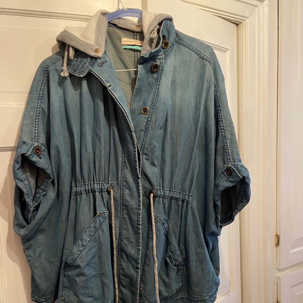 Anthropologie Denim Vest with removable hood